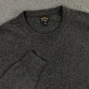 J.Crew 100% Cashmere Sweater Mens Large Charcoal Gray Crewneck Pullover Knit